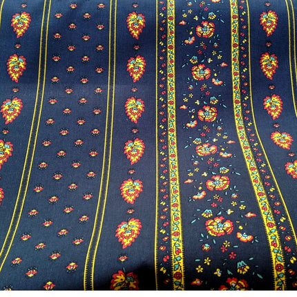 Tissu  au mètre coton  provençale noir Rayure