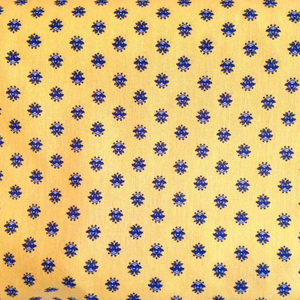 Tissu  au mètre coton  provençale jaune bleu all over
