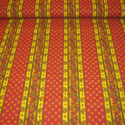 Tissu  au mètre coton  provençal Grasse  rouge jaune rayure