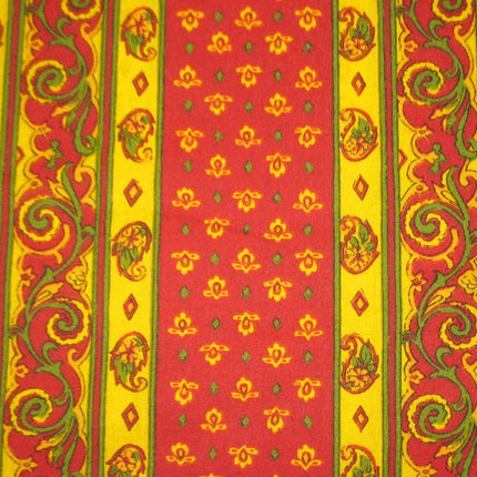 Tissu  au mètre coton  provençal Grasse  rouge jaune rayure