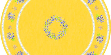 Nappe ronde coton enduit valensole jaune 1m80