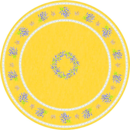 Nappe ronde coton enduit valensole jaune 1m80