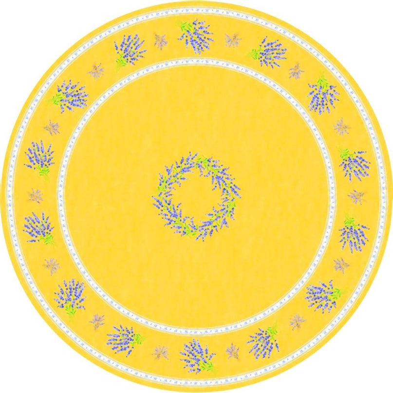 Nappe ronde coton enduit valensole jaune 1m80