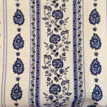 Tissu  au mètre coton  provençal blanc bleu rayure