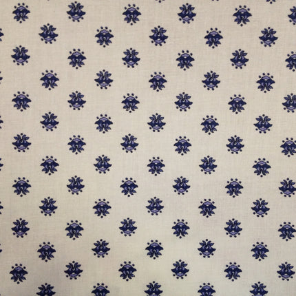 Tissu  au mètre coton  provençal blanc bleu all over 1 nyl