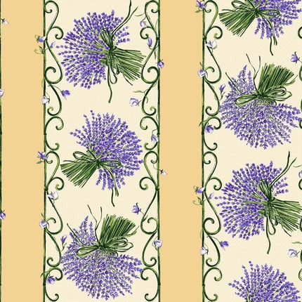 Nappe bouquet de lavande blanc bleu  enduite 2m / 1m50