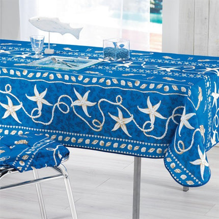 Nappe coquillage bleu 3m50 x 1m50 anti tache et infroissable
