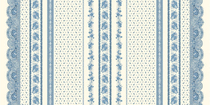 Nappe carré coton enduit plastifiée tradition blanc  bleu 1 m55  x  1m55