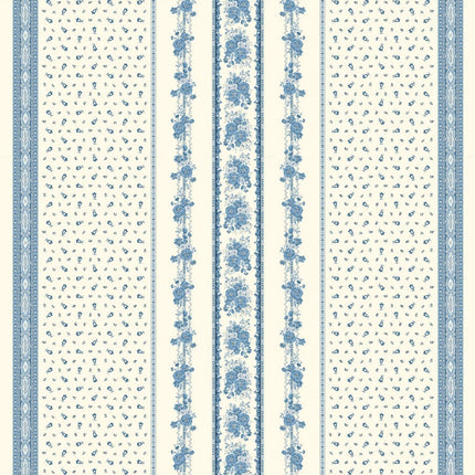 Nappe carré coton enduit plastifiée tradition blanc  bleu 1 m55  x  1m55