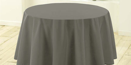 Nappe ronde unie gris 1m80 anti tache infroissable