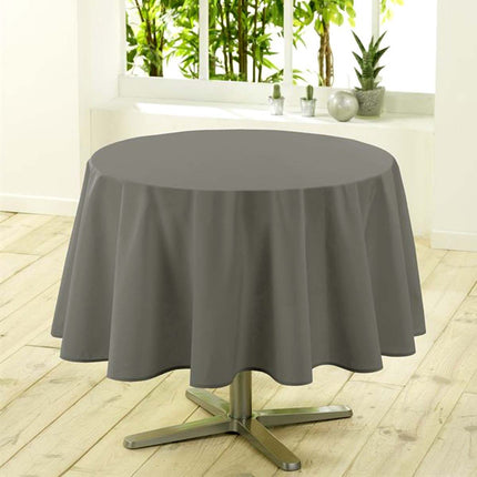 Nappe ronde unie gris 1m80 anti tache infroissable