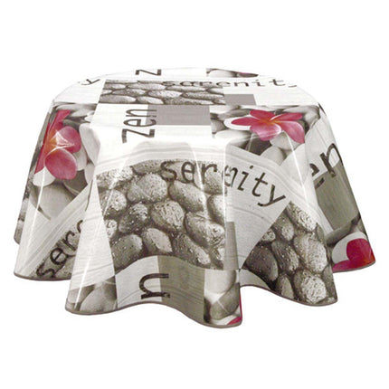Nappe ronde anti tache sans repassage serenity galet 1m80