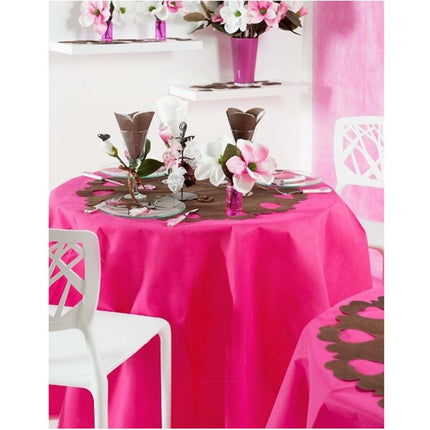 Nappe ronde unie rose fushia 1m80 anti tache infroissable