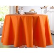 Nappe ronde unie orange 1m80 anti tache infroissable