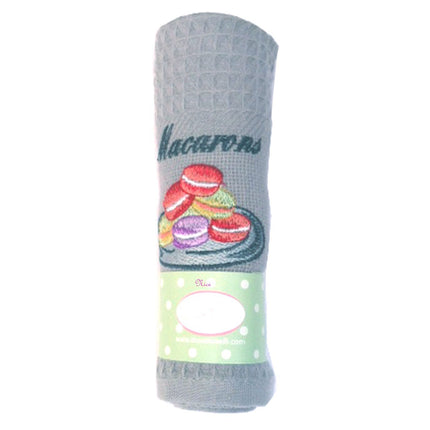 Torchon nid d'abeille macaron gris