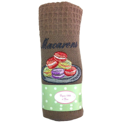 Torchon nid d'abeille macaron marron