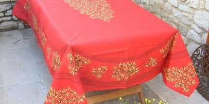 Nappe Clos des oliviers rouge  plastifiée 2m50 / 1m50
