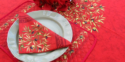 Nappe Clos des oliviers rouge  plastifiée 2m50 / 1m50