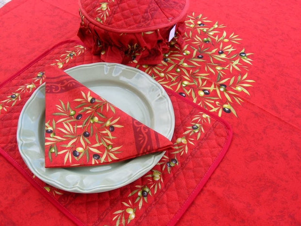 Nappe Clos des oliviers rouge  plastifiée 2m50 / 1m50