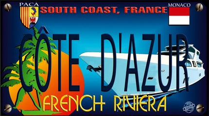Serviette de plage ref 44 plaque côte d'azur 1m50 x 75 cm