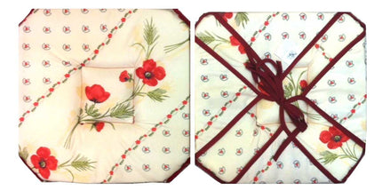 Coussin de chaise 4 rabats coquelicot
