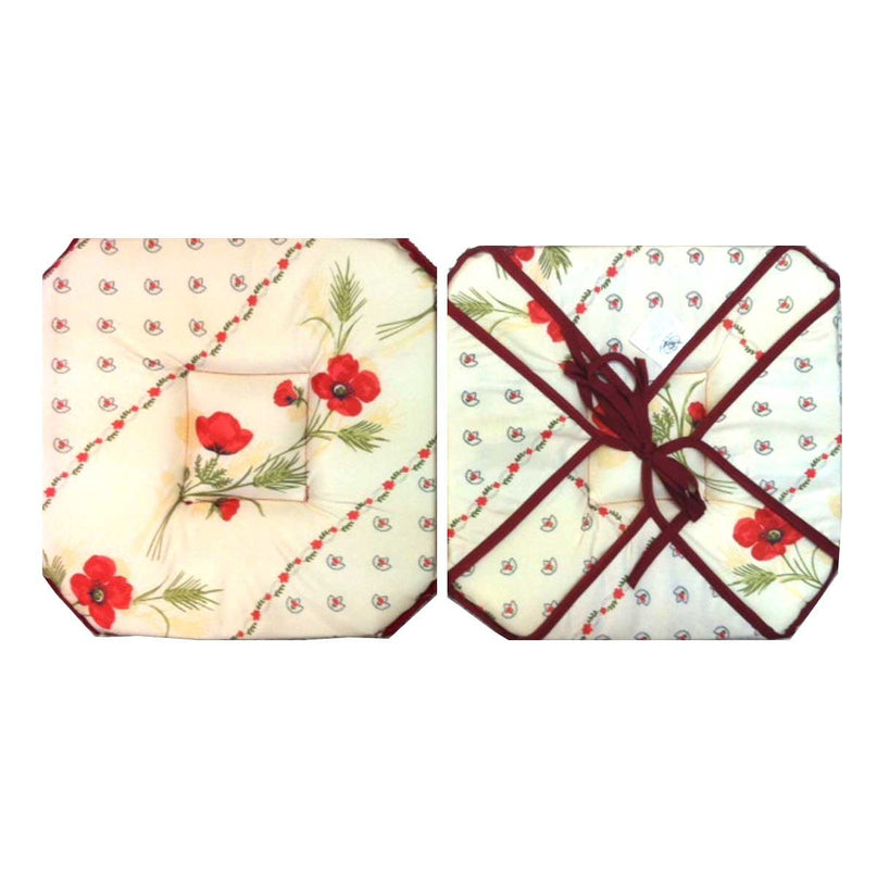 Coussin de chaise 4 rabats coquelicot