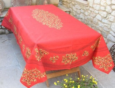 Nappe Clos des oliviers rouge  plastifiée 2m50 / 1m50