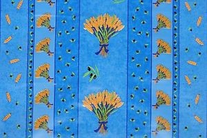 Nappe bouquet de blé bleu 2m40 x 1m50 anti tache et infroissable