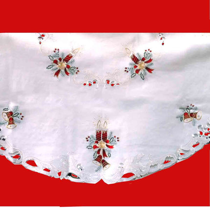 Nappe ronde noel blanc bougie brodée 1m80 anti tache infroissable