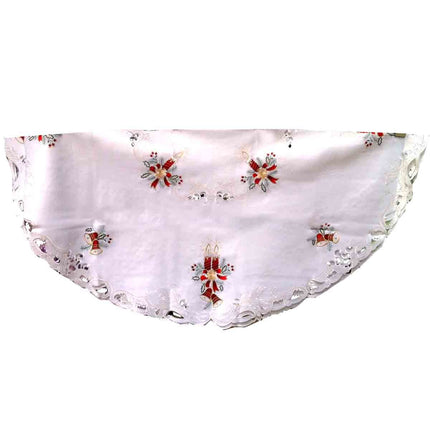 Nappe ronde noel blanc bougie brodée 1m80 anti tache infroissable