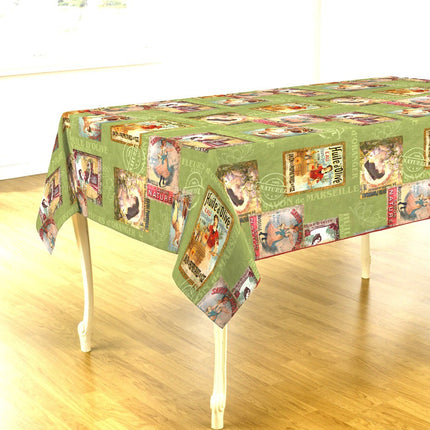 Nappe ref 73090 huile d'olive vert  2m40 x 1m48 anti tache infroissable