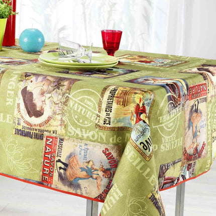 Nappe ref 73090 huile d'olive vert  1m30 x 1m48 anti tache infroissable