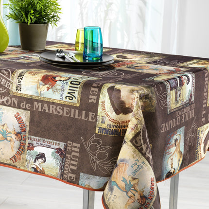 Nappe ref 73090 huile d'olive marron 2m40 x 1m48 anti tache infroissable