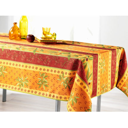 Nappe ref OJ2078 olive orange  3m x 1m48 anti tache infroissable