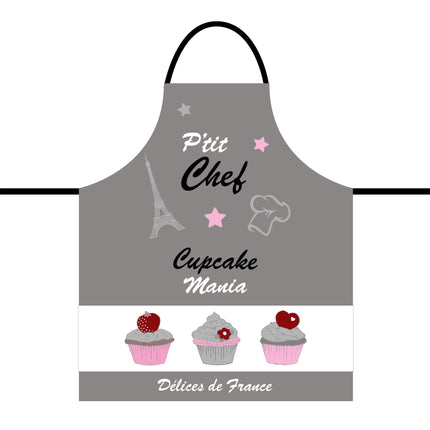 Tablier enfant cupcake gris p'tit chef délices de France