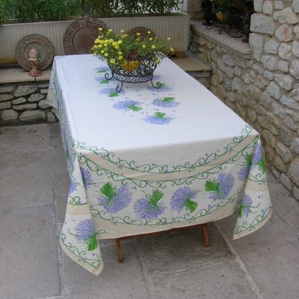 Nappe lavande blanc bleu  plastifiée 2m50 / 1m50  plastifiée 2m50 / 1m50