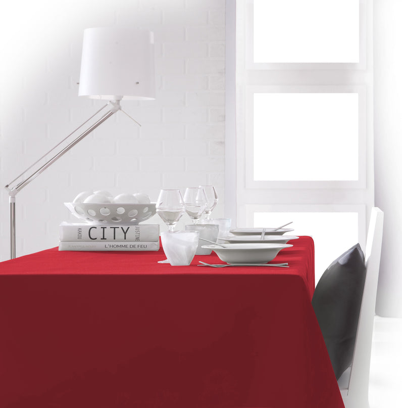 Nappe unie ROUGE 2m40 x 1m48 anti tache sans repassage