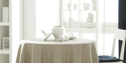 Nappe ronde unie beige mastic 1m80 anti tache infroissable