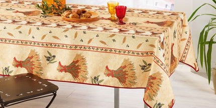 Nappe bouquet de blé beige 1m50 x 1m20 anti tache infroissable