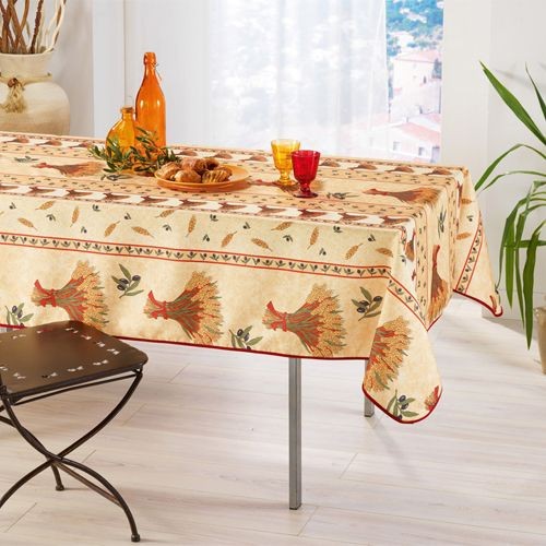 Nappe bouquet de blé beige 1m50 x 1m20 anti tache infroissable