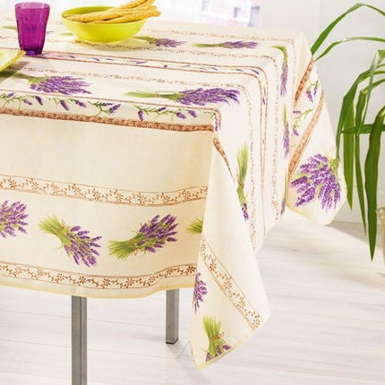 Nappe lavandou écru 1m50 x 1m20 anti tache infroissable