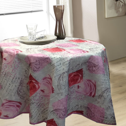 Nappe ronde 1m60 ref jn214 rose  anti tache infroissable