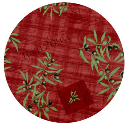 Nappe ronde 1m60 ref jn54 olive rouge  anti tache infroissable