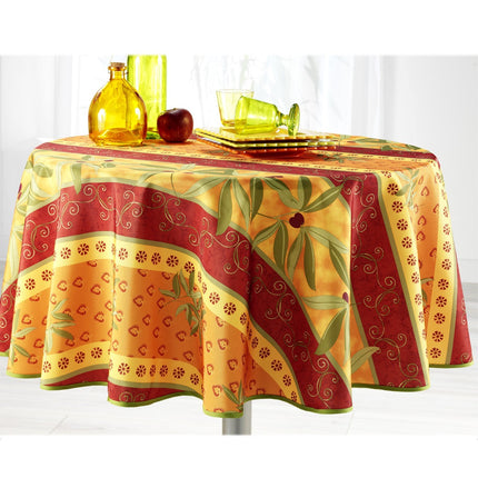 Nappe ronde 1m60 ref OJ2078 olive orange  anti tache infroissable