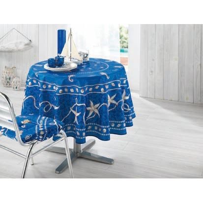 Nappe ronde 1m80 marin Bleu anti tache infroissable