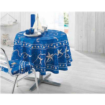 Nappe ronde 1m80 marin Bleu anti tache infroissable