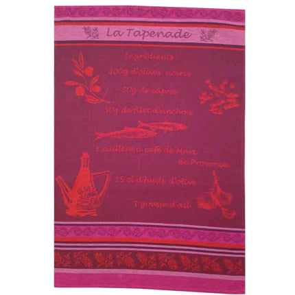 Torchon coton tissé  jacquard tapenade violet