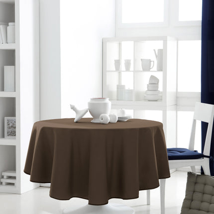 Nappe ronde unie marron chocolat 1m60 anti tache infroissable