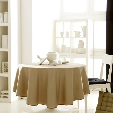 Nappe ronde unie couleur lin 1m60 anti tache infroissable