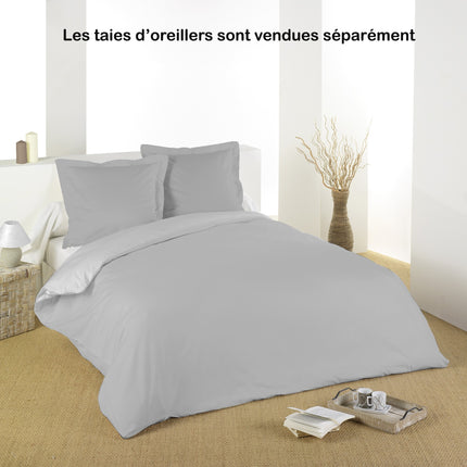 Housse de couette coton alicia gris perle 2m20 x 2m40